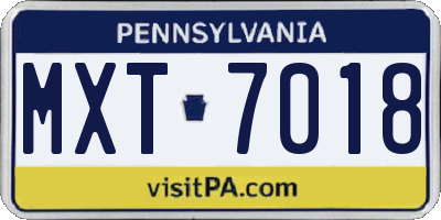 PA license plate MXT7018