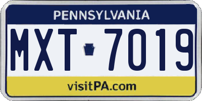 PA license plate MXT7019