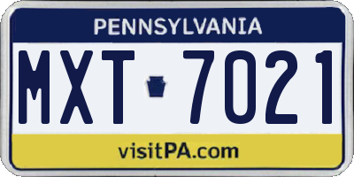 PA license plate MXT7021