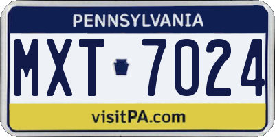 PA license plate MXT7024