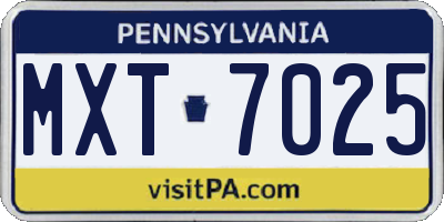 PA license plate MXT7025