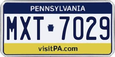 PA license plate MXT7029