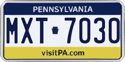 PA license plate MXT7030
