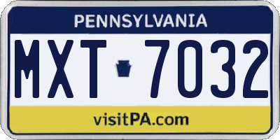 PA license plate MXT7032