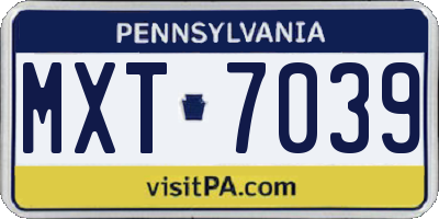 PA license plate MXT7039