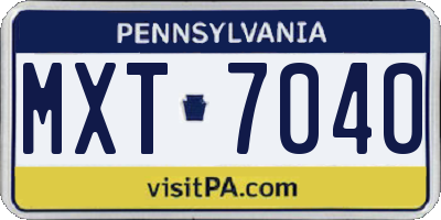 PA license plate MXT7040