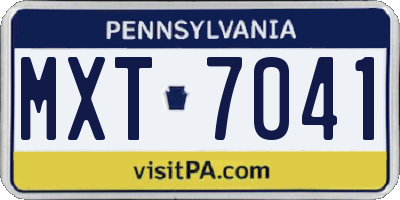 PA license plate MXT7041