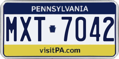PA license plate MXT7042