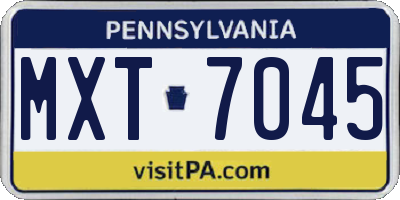 PA license plate MXT7045