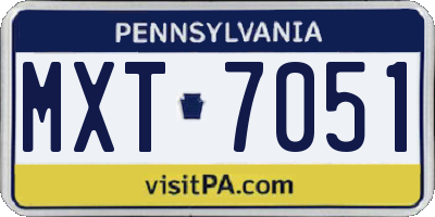 PA license plate MXT7051