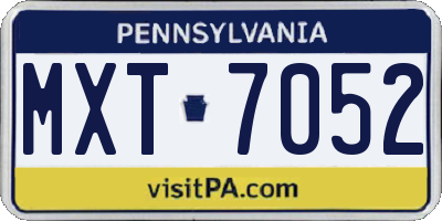 PA license plate MXT7052