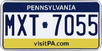 PA license plate MXT7055