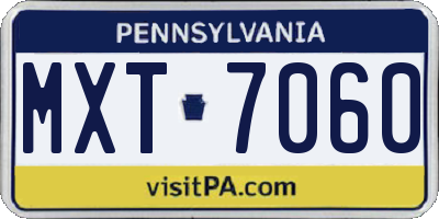PA license plate MXT7060