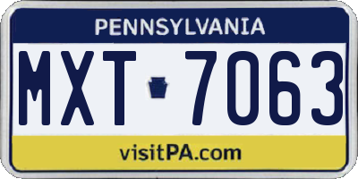 PA license plate MXT7063