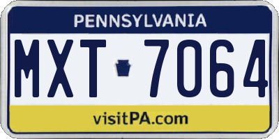 PA license plate MXT7064