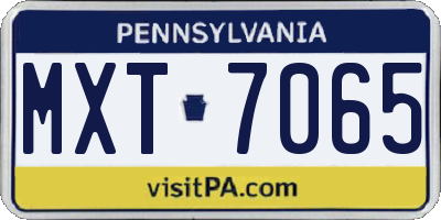 PA license plate MXT7065