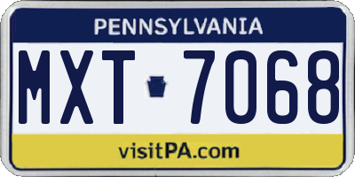 PA license plate MXT7068