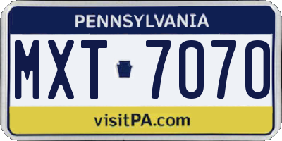 PA license plate MXT7070