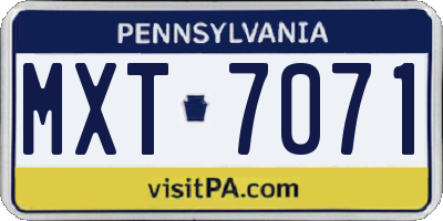 PA license plate MXT7071