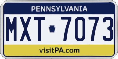 PA license plate MXT7073
