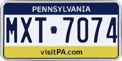 PA license plate MXT7074
