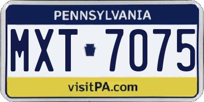 PA license plate MXT7075