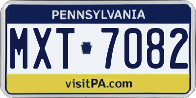 PA license plate MXT7082