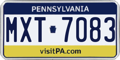 PA license plate MXT7083