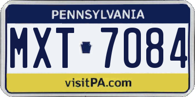 PA license plate MXT7084