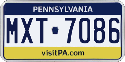 PA license plate MXT7086