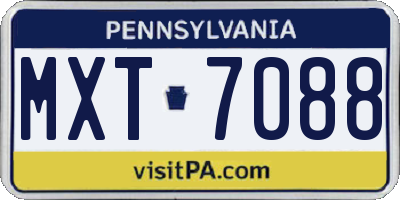 PA license plate MXT7088