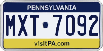 PA license plate MXT7092