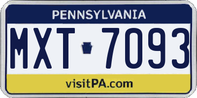 PA license plate MXT7093