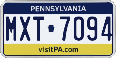 PA license plate MXT7094