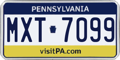 PA license plate MXT7099