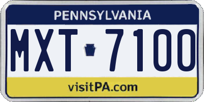 PA license plate MXT7100