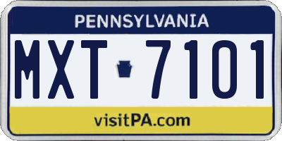 PA license plate MXT7101