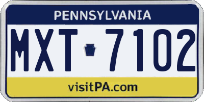 PA license plate MXT7102