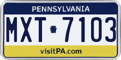 PA license plate MXT7103
