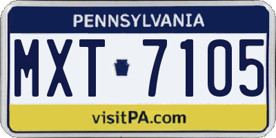 PA license plate MXT7105