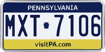 PA license plate MXT7106