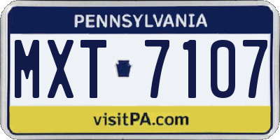PA license plate MXT7107