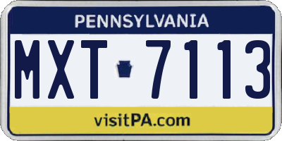 PA license plate MXT7113