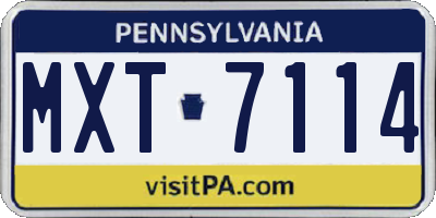 PA license plate MXT7114