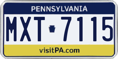 PA license plate MXT7115