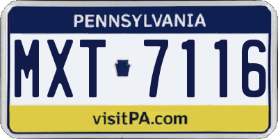 PA license plate MXT7116