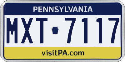PA license plate MXT7117