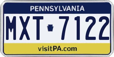 PA license plate MXT7122