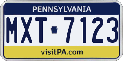 PA license plate MXT7123
