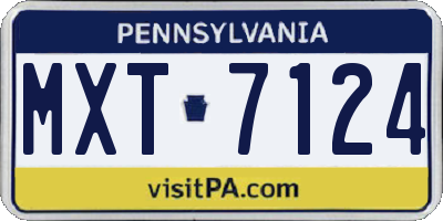 PA license plate MXT7124